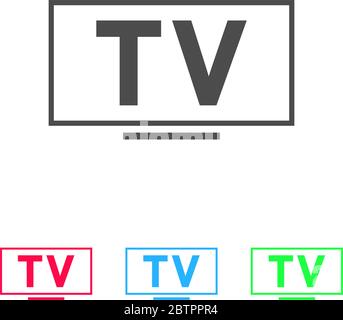 TV icon flat. Color pictogram on white background. Vector illustration symbol and bonus icons Stock Vector