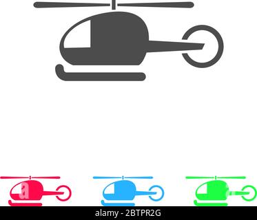 Helicopter icon flat. Color pictogram on white background. Vector illustration symbol and bonus icons Stock Vector