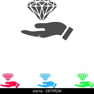 Diamond on a hand icon. Brilliant symbol. Flat vector illustration ...