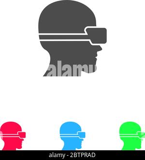 VR icon flat. Color pictogram on white background. Vector illustration symbol and bonus icons Stock Vector