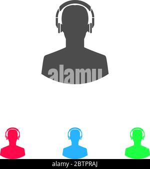 Meloman icon flat. Color pictogram on white background. Vector illustration symbol and bonus icons Stock Vector