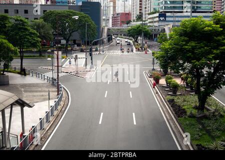 Makati, Manila, Philippines - May, 26, 2020: Empty Ayala Gil Puyat avenue during coronavirus covid quarantine ECQ Stock Photo