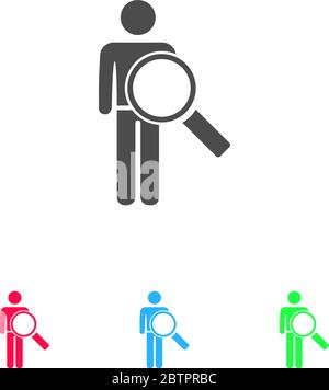 Search person icon flat. Color pictogram on white background. Vector illustration symbol and bonus icons Stock Vector