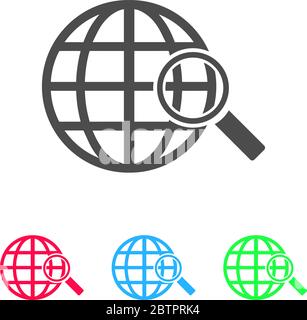 Analyzing world icon flat. Color pictogram on white background. Vector illustration symbol and bonus icons Stock Vector