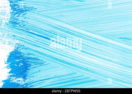 Abstract hand drawn blue acrylic paints background. Brushed texture ...