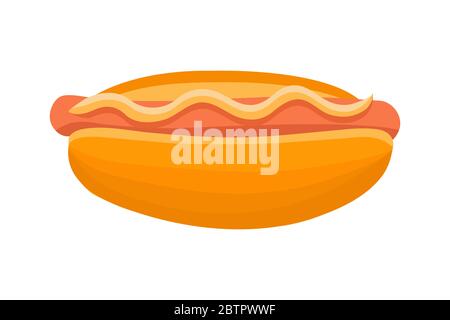 Hotdog. Vector isolated flat illustration fast food for poster, menus, brochure, web and icon fastfood. Stock Vector