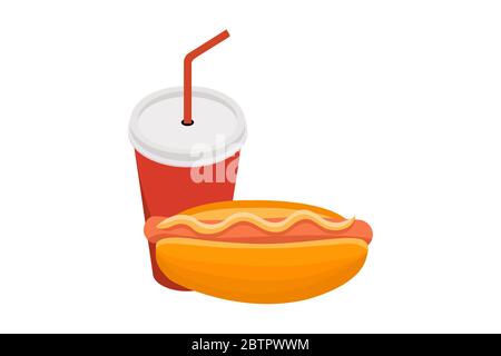 Fast food. Сartoon vector food icons isolated on white background. Stock Vector
