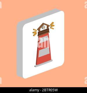 Lighthouse Simple vector icon. Illustration symbol design template for web mobile UI element. Perfect color isometric pictogram on 3d white square. Li Stock Vector