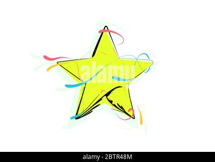 Star full color on Black background in vector illustration Stock Vector