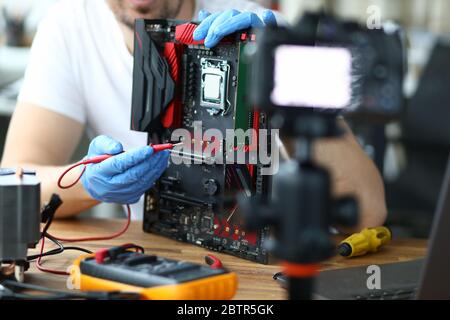 Adult wearing white tshirt Stock Photo