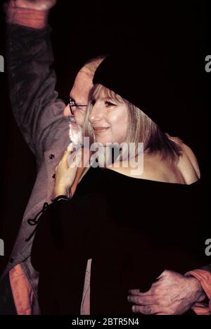 ***FILE PHOTO*** Playwright Larry Kramer Has Passed Away at 84. NEW YORK, NY- APRIL 18: Larry Kramer and Barbra Streisand during the curtain call for a benefit reading of the play The Normal Heart, at the Roundabout Theatre, on April 18, 1993, in New York City. Credit: Joseph Marzullo/MediaPunch Stock Photo