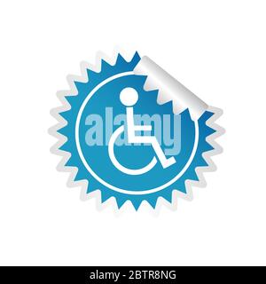 sticker paralyzed man icon blue vector Stock Vector