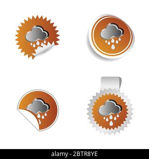 sticker weather forecast cloud and rain vector Stock Vector