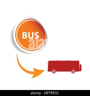 sticker bus orange art vector Stock Vector