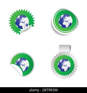 sticker planet green color vector Stock Vector