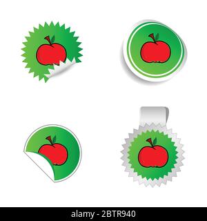 sticker green color with red apple vector Stock Vector
