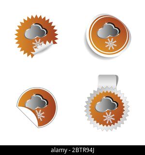 sticker weather forecast cloud and snowflake vector Stock Vector