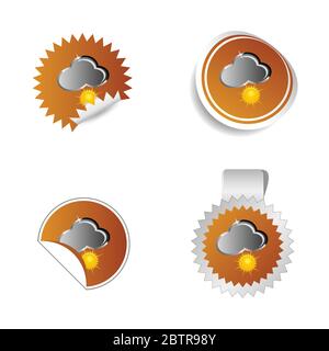 sticker weather forecast cloud and sun vector Stock Vector
