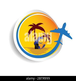 sticker travel color vector illustration Stock Vector