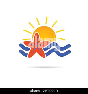 sun icon with sea star color vector illustration Stock Vector
