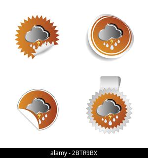 sticker weather forecast cloud and storm vector Stock Vector