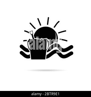 sun icon with beach basket black vector illustration Stock Vector