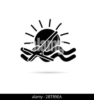 sun icon with beach chair black vector illustration Stock Vector