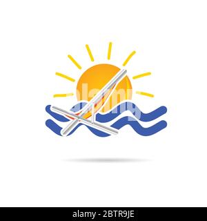 sun icon with beach chair color vector illustration Stock Vector
