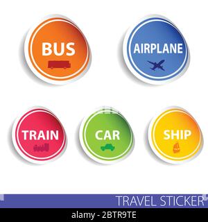 travel sticker color vector illustration in colorful Stock Vector