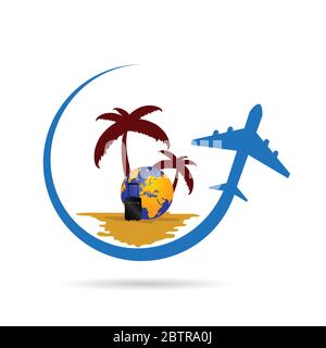 travel tropic color vector illustration on a white Stock Vector