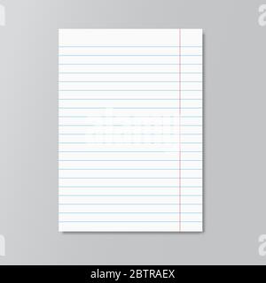 Realistic copybook page . Mockup. Paper background. Notebook and diary, education, organizer, copybook symbol Stock - Vector illustration. Stock Vector