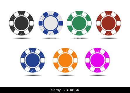 Outline Chips Collection On White Background. Vector Different Chips 