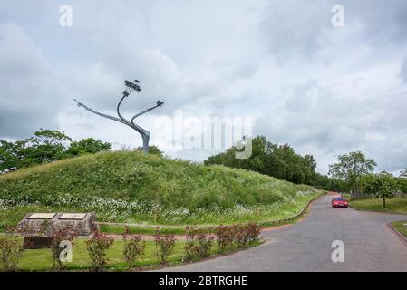 The Spirit of Flight sculpture at Lanark Lock commemorating the Lanark Airshow of 1910.