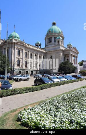 BELGRADE, SERBIA - AUGUST 15, 2012: Parliament of Serbia in Belgrade. The National Assembly of Serbia  is composed of 250 proportionally elected deput Stock Photo