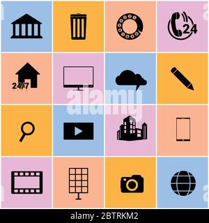 icon set illustration in colorful Stock Vector