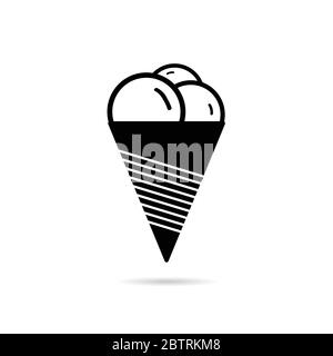 ice cream silhouette - black and white symbol of soft serve ice cream ...