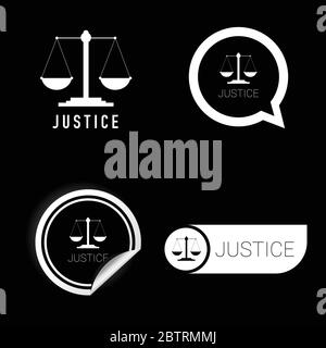 justice vector icon black and white color Stock Vector
