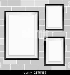picture frame on brick wall vector art illustration Stock Vector
