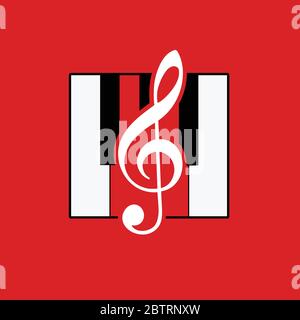 violin key red vector illustration Stock Vector