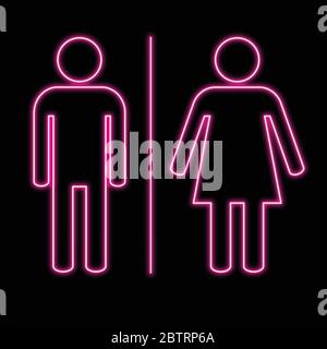 neon bulb man and woman symbol illustration in pink Stock Vector