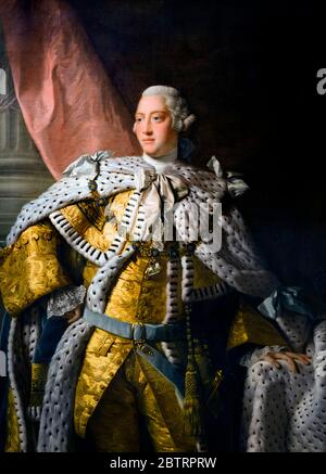 George III (1738–1820). Portrait of King George III in Coronation Robes, painting by Allan Ramsay (1713-1784) and studio, oil on canvas, c.1761-62 Stock Photo