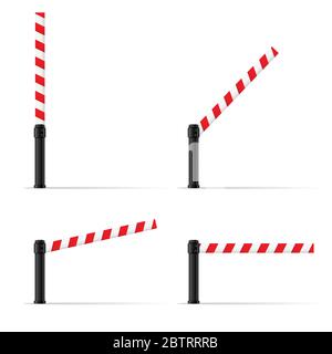 toll booth set vector on road in colorful Stock Vector