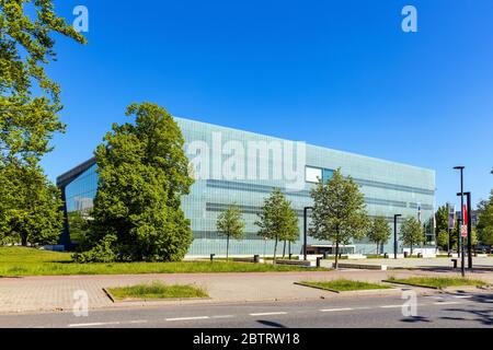 Warsaw, Mazovia / Poland - 2020/05/10: Panoramic view of POLIN Museum of the History of Polish Jews in historic Jewish ghetto quarter in city center Stock Photo