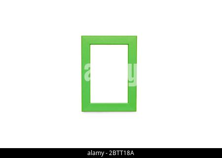 Green frame on white background. Empty green frame. Stock Photo