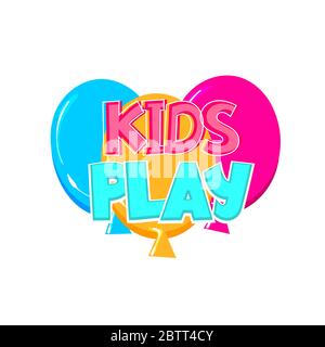 Kids zone comic text badge on splash sticker. Stock Vector