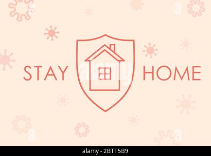 Stay home during Coronavirus Covid-19 outbreak flat banner template. Novel virus 2019-ncov and global pandemic vector illustration with typography. Quarantine and self isolation poster design. Stock Vector