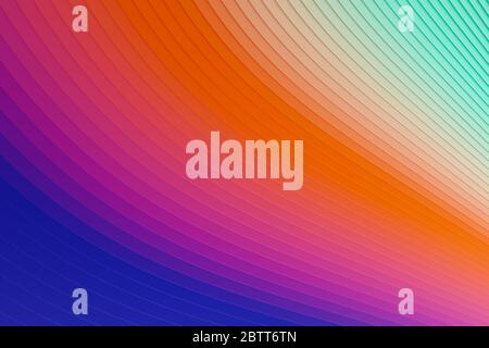 3D rendering of colorful abstract curved lines on black matte surface Stock Photo