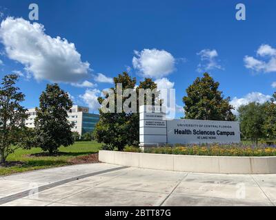 Orlando,FL/USA -5/6/20:  The sign at the entrance of the University of Central Florida School of Medicine in Lake Nona in Orlando, Florida. Stock Photo