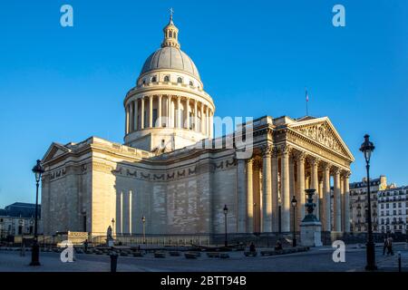 Paris, France - April 5, 2020: 20th day of containment because of Covid-19 in front of Pantheon in Paris Stock Photo