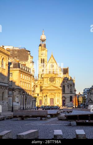 Paris, France - April 5, 2020: 20th day of containment because of Covid-19 in front of Pantheon in Paris Stock Photo